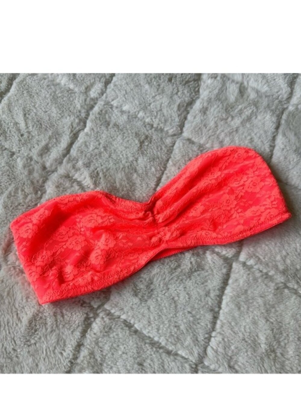 Victoria Secret PINK | Coral Lined Lace Bralette / Bandeau | Size Extra Small - Picture 2 of 15